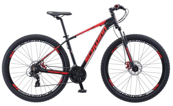 Schwinn Bonafide Men and Women Mountain Bike, Front Suspension, 24-Speed, 29-Inch Wheels, 17-Inch Aluminum Frame, Matte Black/Red - Image 2