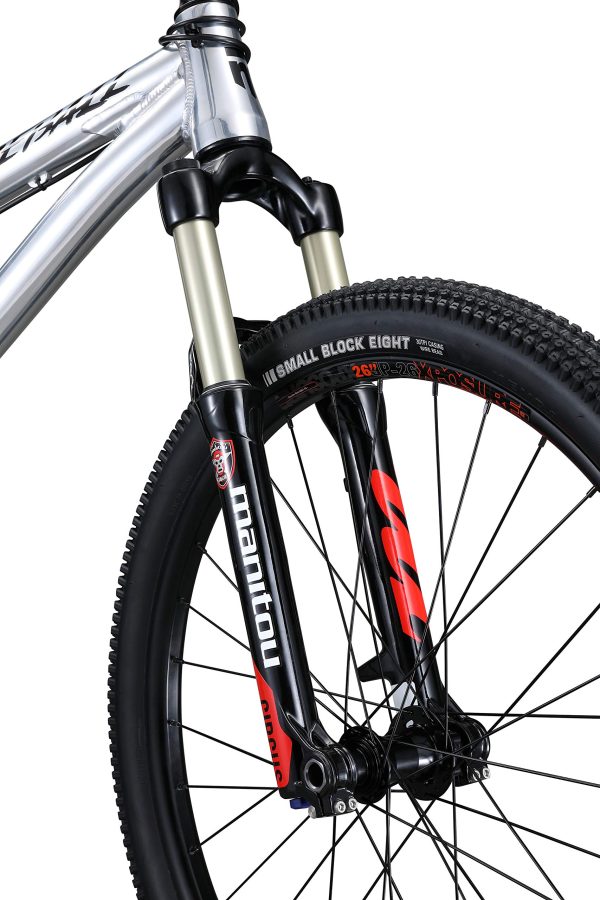Mongoose Fireball Dirt Jump Mountain Bike, 26-Inch Wheels, Mechanical Disc Brakes, Chrome - Image 5