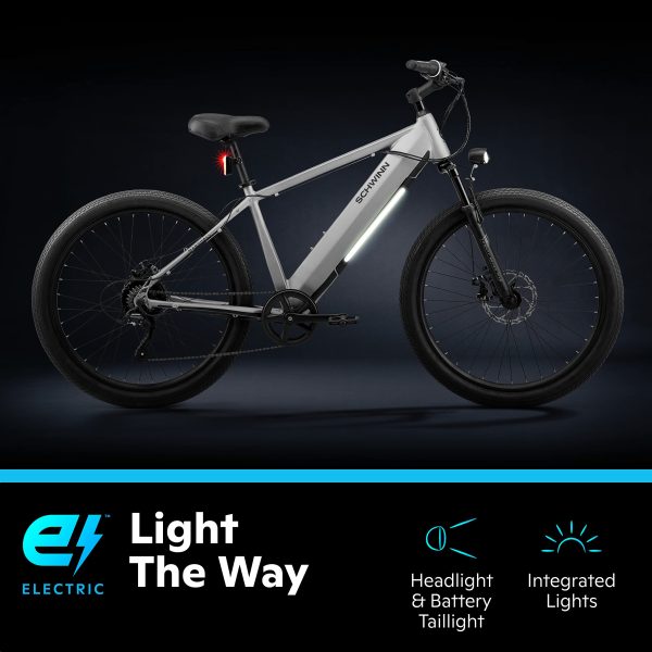 Schwinn Marshall Electric Hybrid Bike for Adults, Small/Medium Step-Over Aluminum Frame, 250W Motor, 7 Speed, 27.5-Inch Wheels, Matte Grey - Image 5