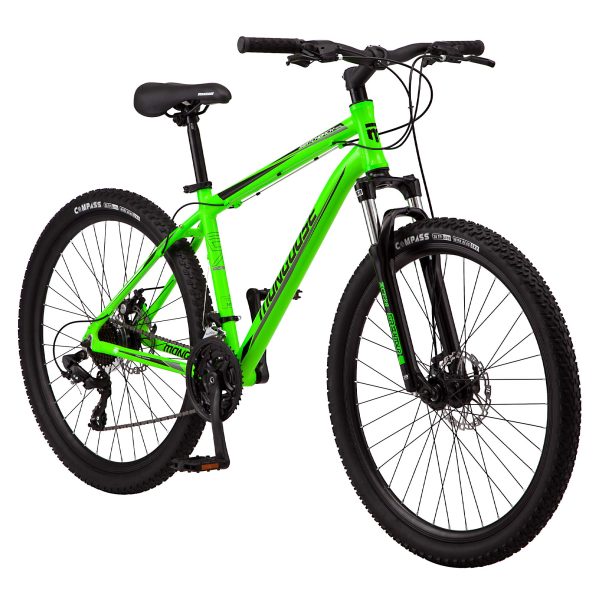 Mongoose Switchback Trail Hardtail Mountain Bike for Adult Men Women, Front Suspension, 21-Speed, 27.5-Inch Wheels, Mechanical Disc Brakes, Medium Frame, Neon Green