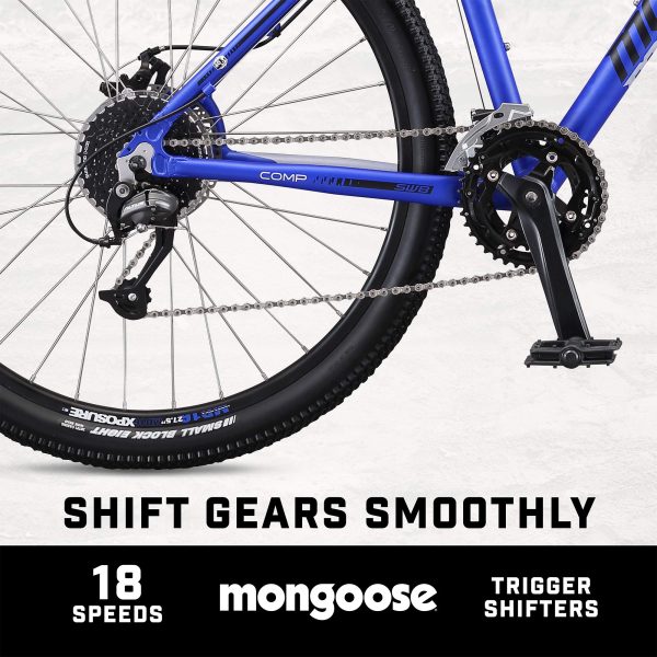 Mongoose Switchback Comp 27.5" Hardtail Mountain Bike, 18-Speed, Front Suspension, Disc Brakes, Large Frame - Blue - Image 8