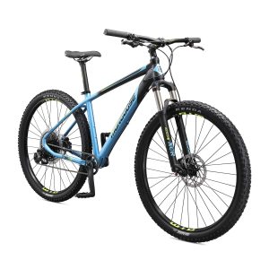 Mongoose Tyax Expert Adult Mountain Bike, 29-Inch Wheels, Tectonic T2 Aluminum Frame, Rigid Hardtail, Hydraulic Disc Brakes, Mens Small Frame, Black/Blue