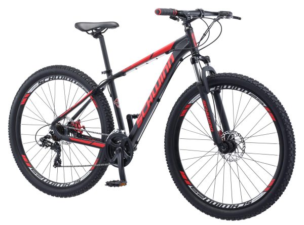 Schwinn Bonafide Men and Women Mountain Bike, Front Suspension, 24-Speed, 29-Inch Wheels, 17-Inch Aluminum Frame, Matte Black/Red - Image 3