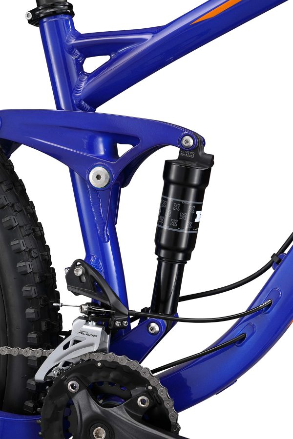 Mongoose Salvo Sport Mountain Bike for Adult, 18-Speed Trigger Shifter, 29-Inch Wheels, Full Suspension, 16-Inch Small Frame, Hydraulic Disc Brakes, Blue - Image 4