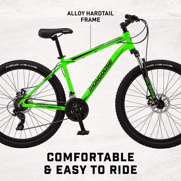 Mongoose Switchback Trail Hardtail Mountain Bike for Adult Men Women, Front Suspension, 21-Speed, 27.5-Inch Wheels, Mechanical Disc Brakes, Medium Frame, Neon Green - Image 9